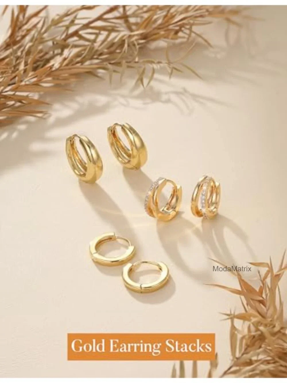 3 Pairs 14K Gold Plated Hoop Earrings for Women Huggie Hoop Earring Sets